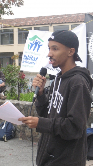 This is me speaking at a rally protesting the appointment of Donald Rumsfeld as a "distinguished visiting fellow" to the Hoover Institution in November in 2008. 